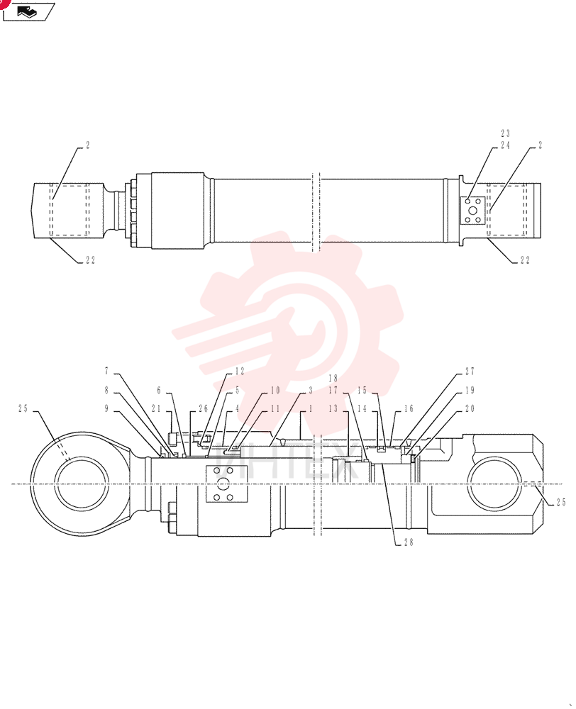 CYLINDER,Double Acting, 110mm Rod, 1410mm Stroke