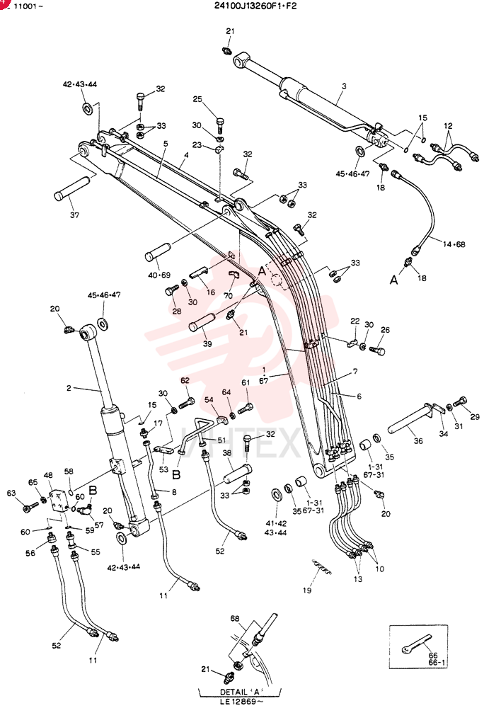 BOOM ASSY. 3. 7M, Serial Range: LE11001-12868
