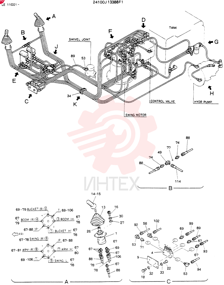 Схема (SK60) - EXCAVATOR ASN LE11001 (1/91-12/03) 24100J13388F1 (1)