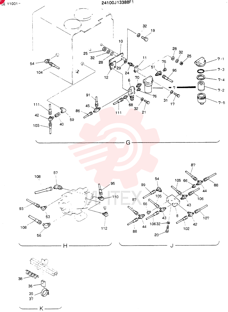 Схема (SK60) - EXCAVATOR ASN LE11001 (1/91-12/03) 24100J13388F1 (2)