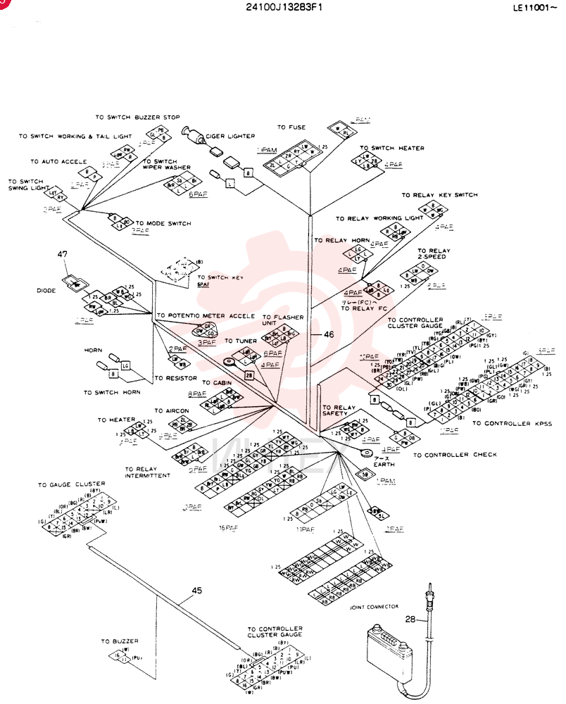 Схема (SK60) - EXCAVATOR ASN LE11001 (1/91-12/03) 24100J13283F1
