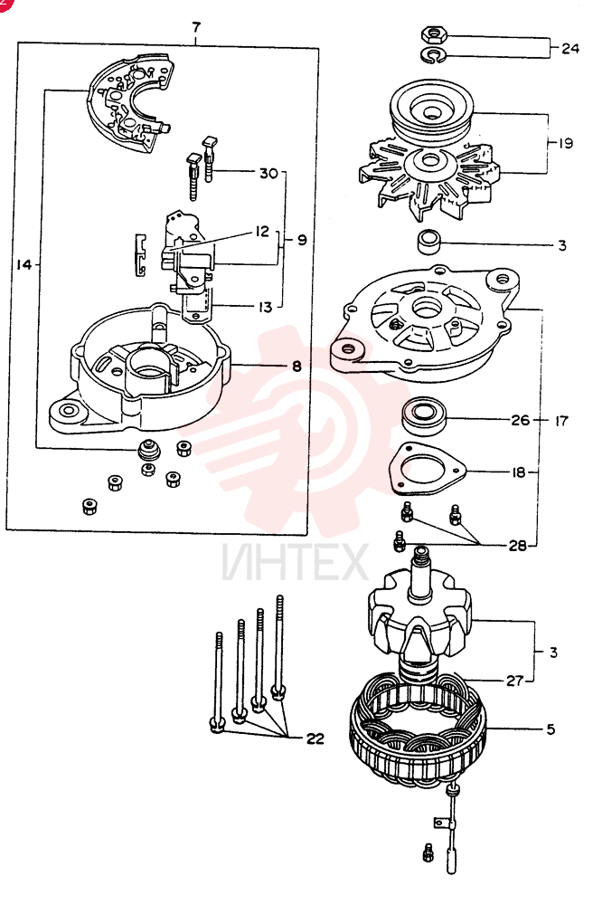 GENERATOR ASM.; 24V - 40A, Remarks: (COLD DISTRICT)