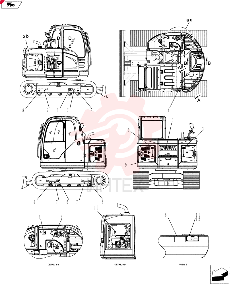 Схема (SK70SR-2) - SHORT RADIUS EXCAVATOR ASN YT06-18001 (10/10-1/13) YT22T00140F1 (1)