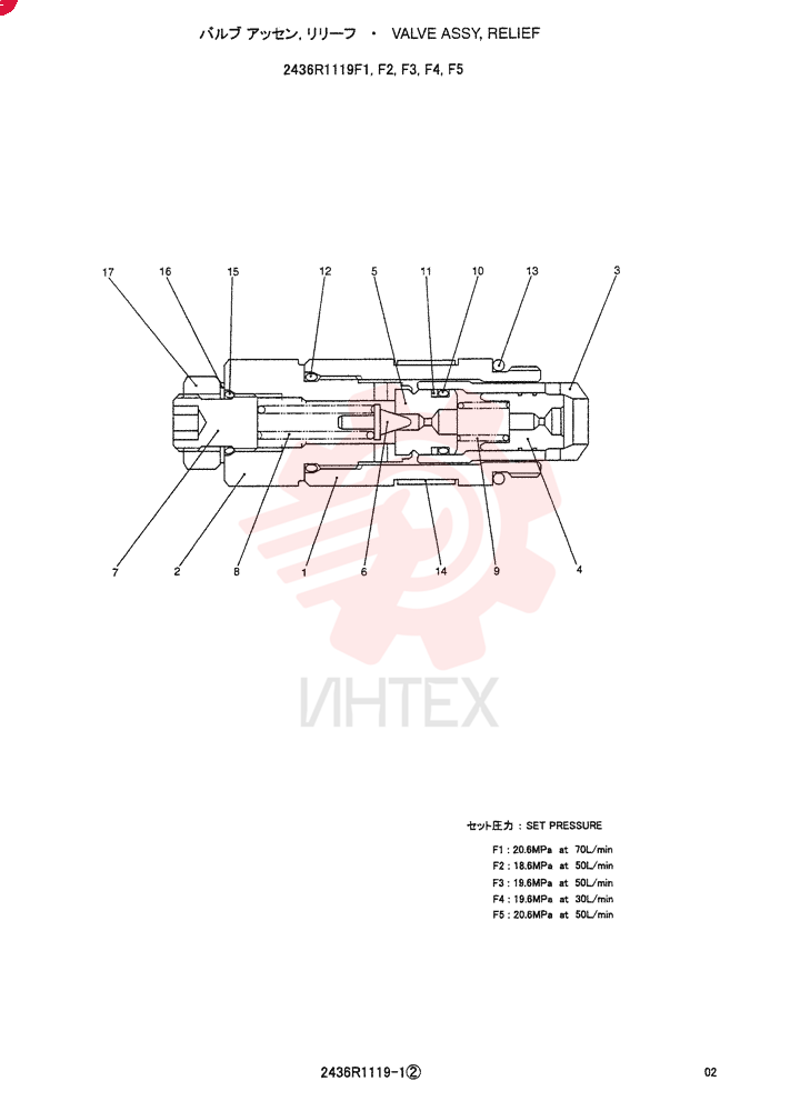 VALVE ASSY, RELIEF, APPLICABLE: F2, APPLICABLE: F3, APPLICABLE: F4, APPLICABLE: F5
