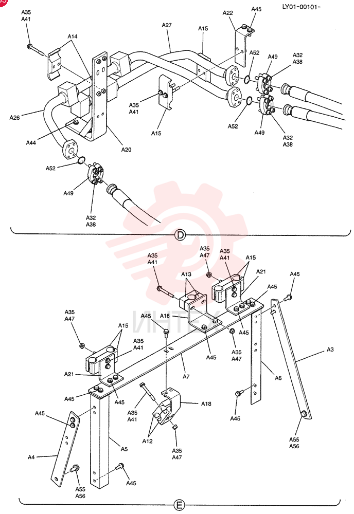 Hydraulic Lines, Upper, See Figure 02-22 LV03H00043F1 (4)