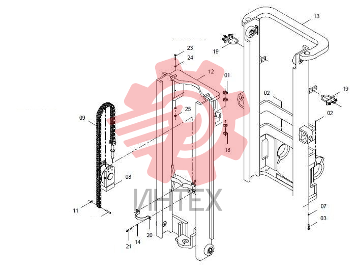Мачта (2-STAGE 2.7M/3M FULL FREE MAST, DOUBLE VALVE)