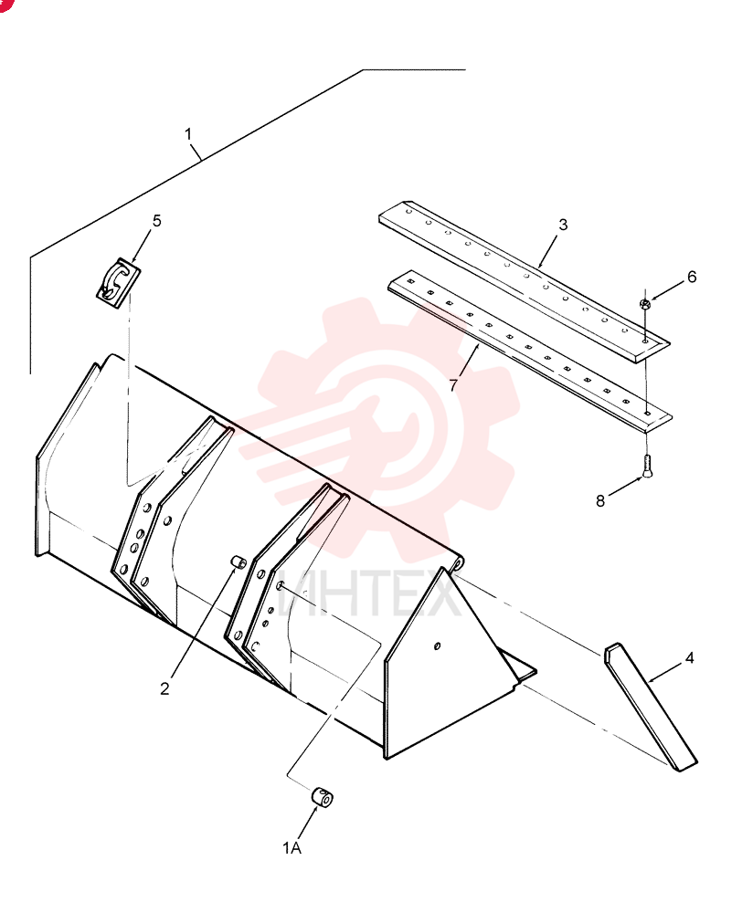Bucket, 1 Cubic Yard, 4 Bar, Includes: Ref. 1A thru 5, Start Year: 01-DEC-88