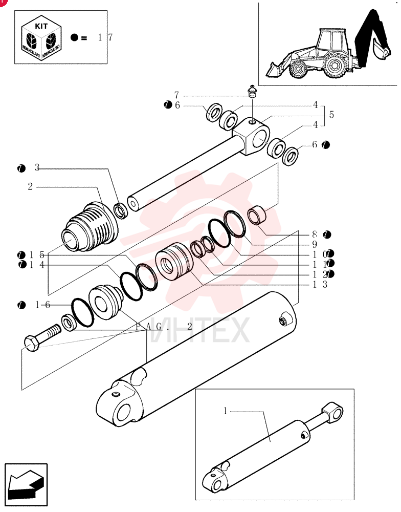 LIFT CYLINDER,Double Acting, 63.02mm Rod, 863mm Stroke 85800400 (2)