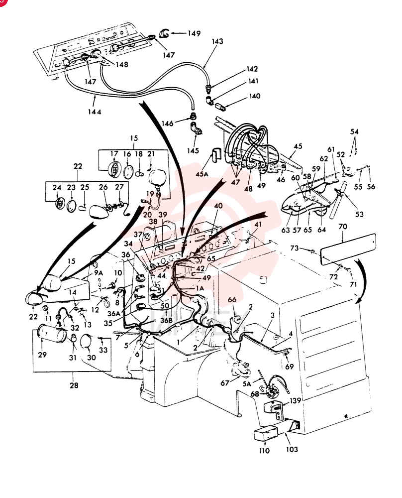 Harness Assy., Main, Front, A62, Years: -28-FEB-76