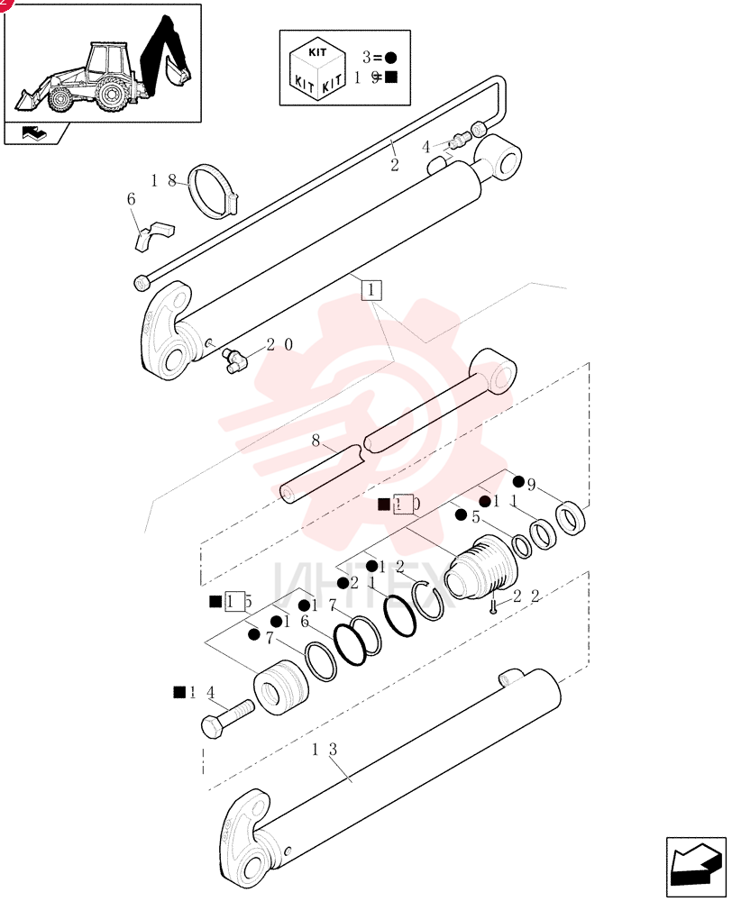 HYDRAULIC CYLINDER,Double Acting, 44.5mm Rod, 76.2mm Bore, 1200mm Stroke