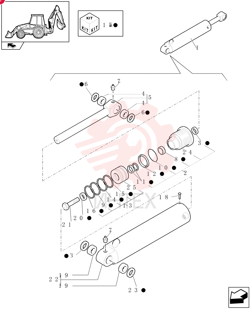 HYDRAULIC CYLINDER,Double Acting, 63mm Rod, 862mm Stroke