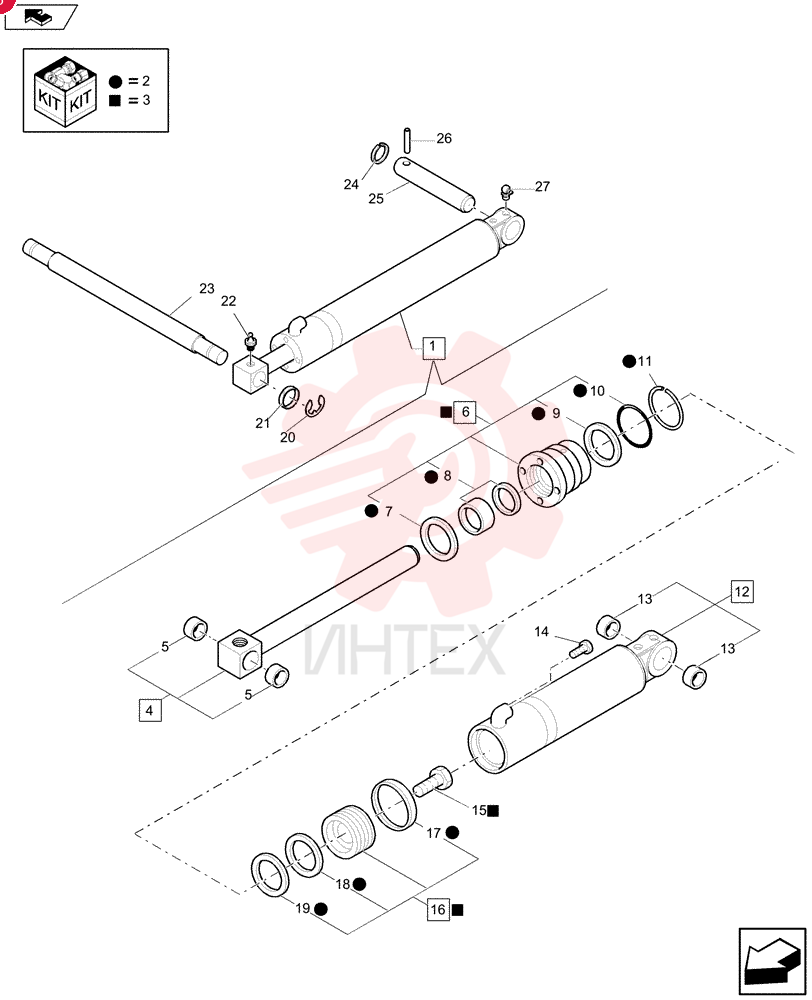 HYDRAULIC CYLINDER,Double Acting, 40mm Rod, 80mm Bore, 684.5mm Stroke