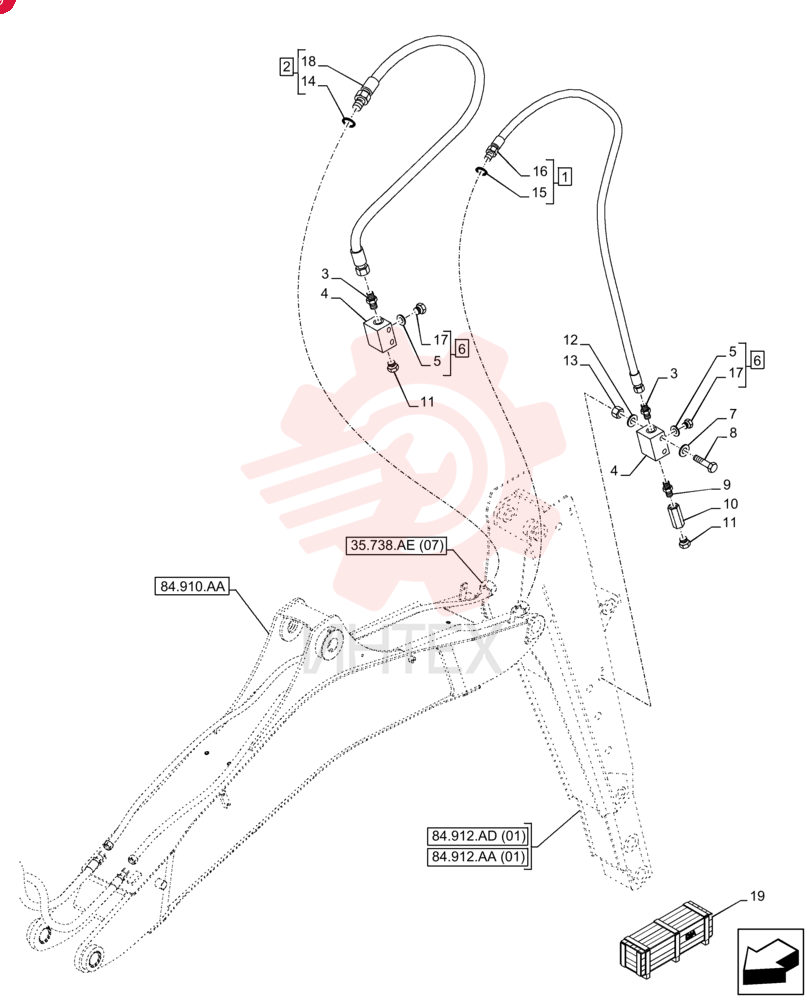 HYDRAULIC HOSE,19.05mm ID x 1650mm L 85819621 (2)