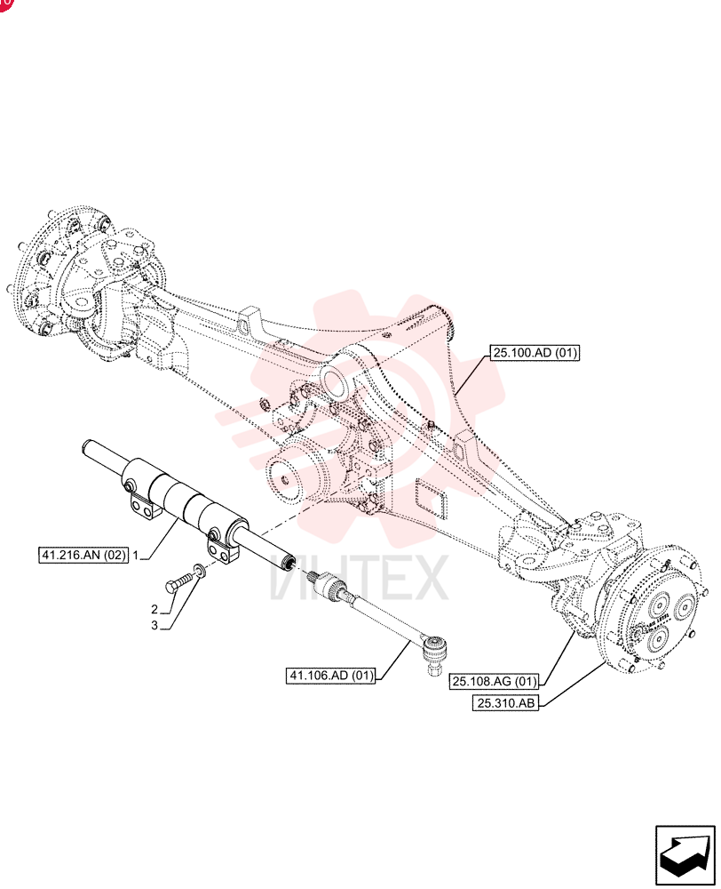 STEERING CYLINDER,Double Acting, 40mm Rod, 70mm Bore, 249mm Stroke 84264406 (1)