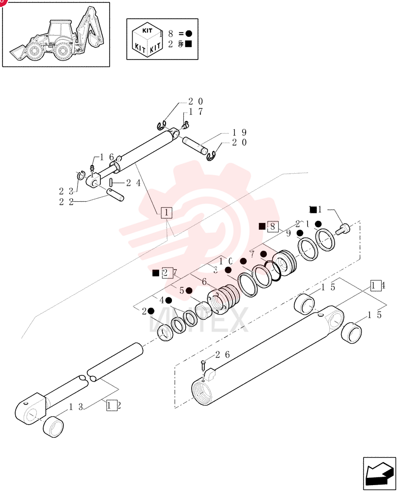 HYDRAULIC CYLINDER,Double Acting, 50mm Rod, 700mm Stroke