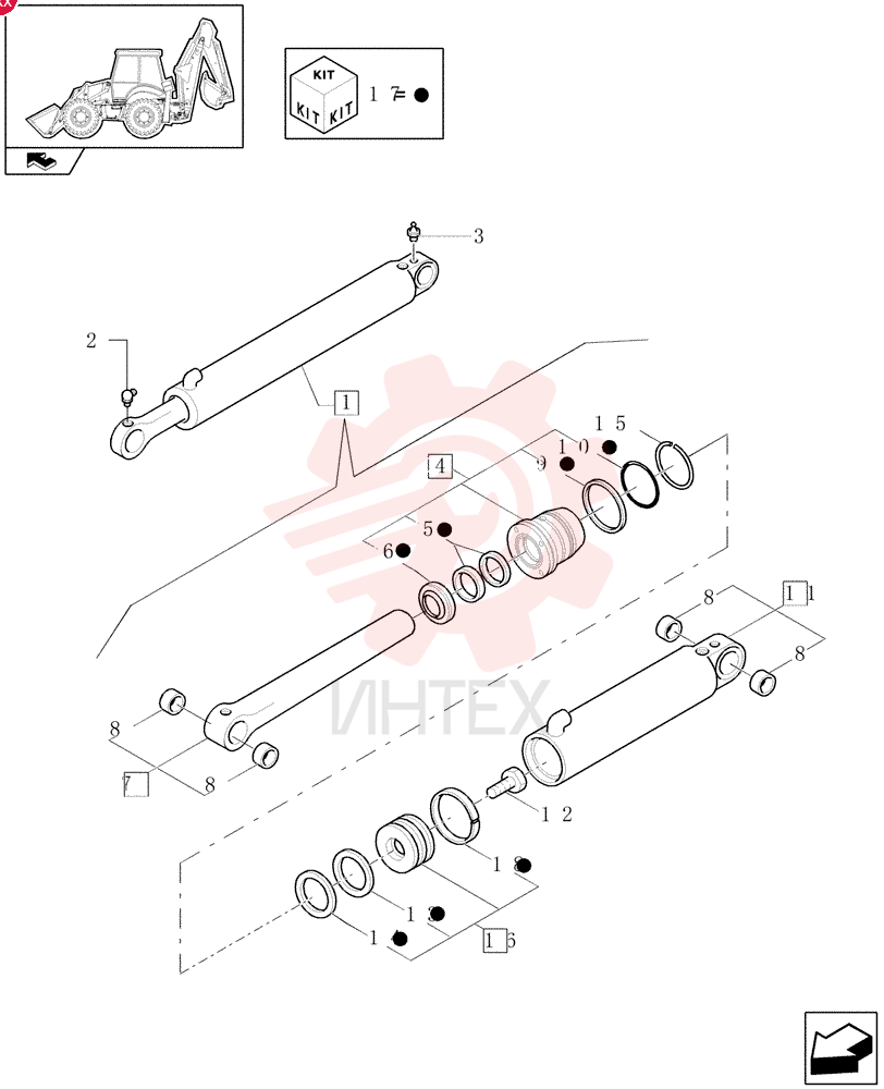 HYDRAULIC CYLINDER,Double Acting, 50mm Rod, 805mm Stroke