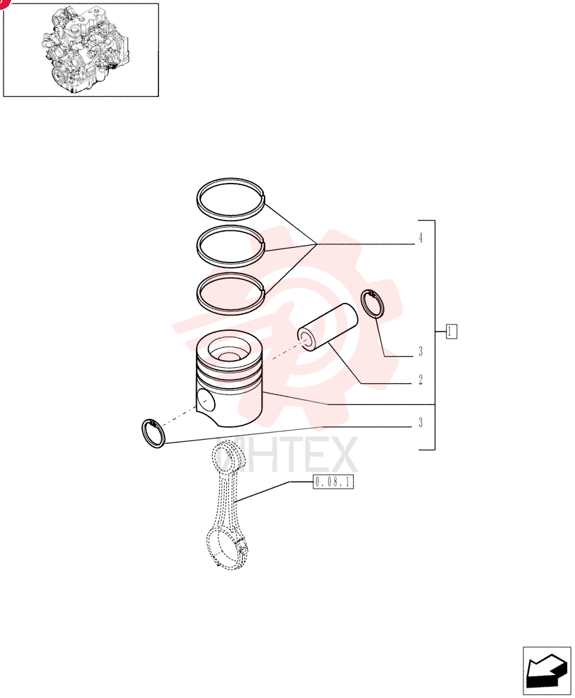 PISTON & RINGS KIT 87317256