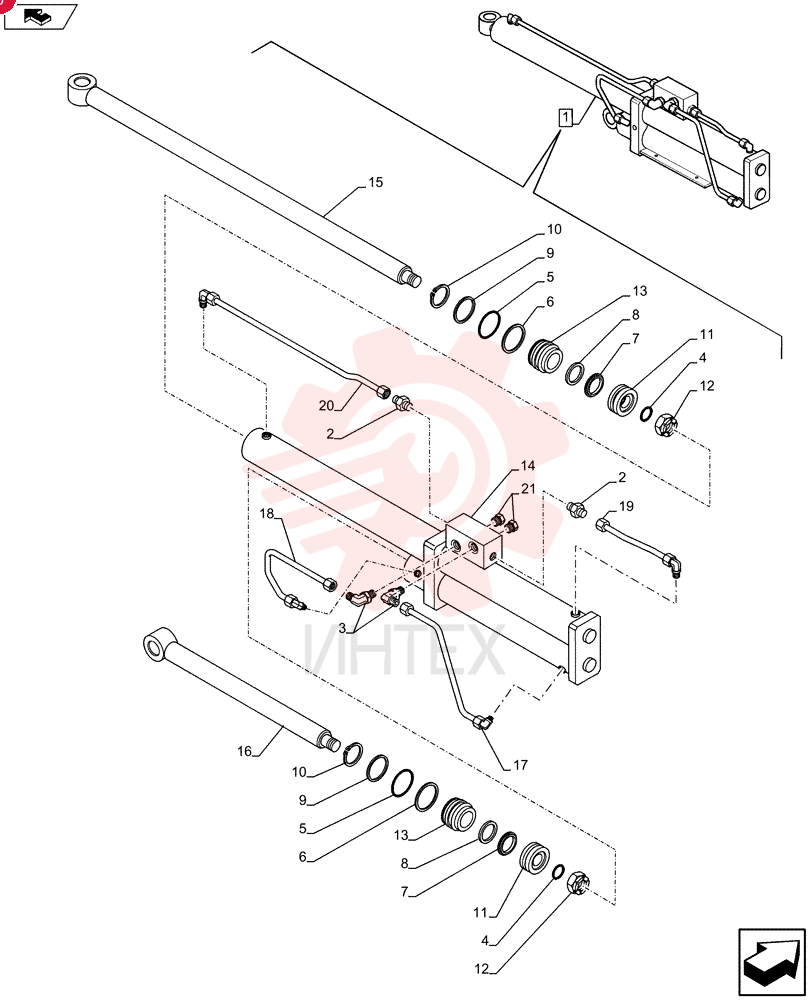 CYLINDER,Double Acting, 38mm Rod, 853mm Stroke 84327310 (2)
