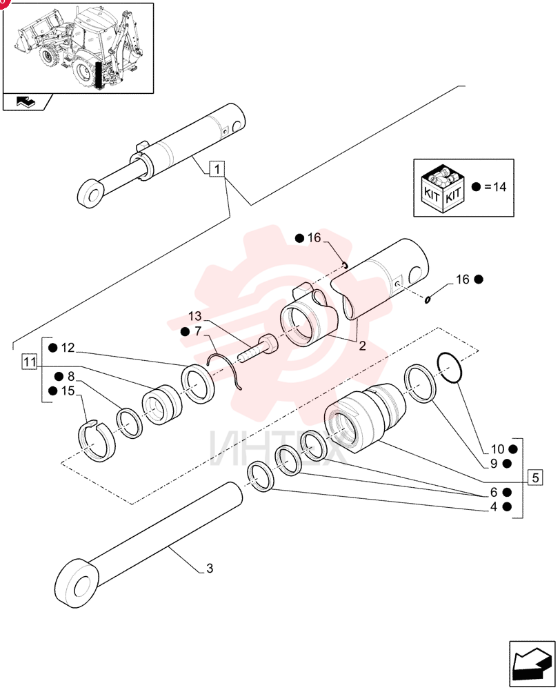 CYLINDER,Double Acting, 50mm Rod, 709mm Stroke