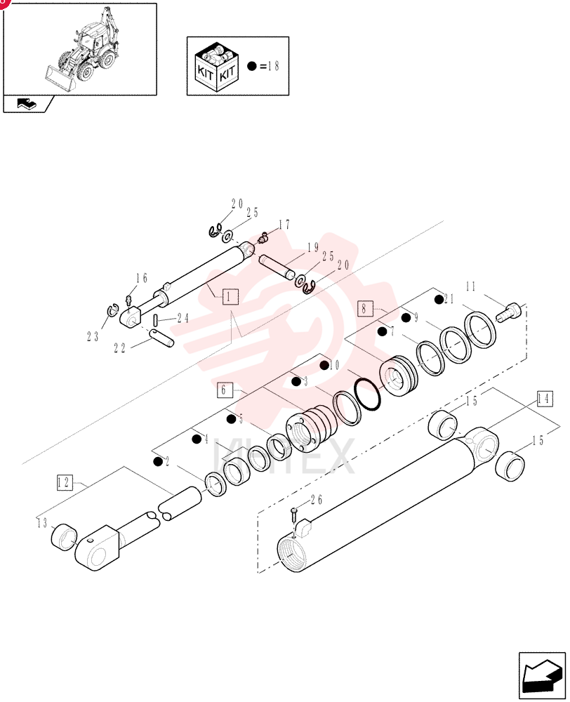 HYDRAULIC CYLINDER,Double Acting, 50mm Rod, 700mm Stroke
