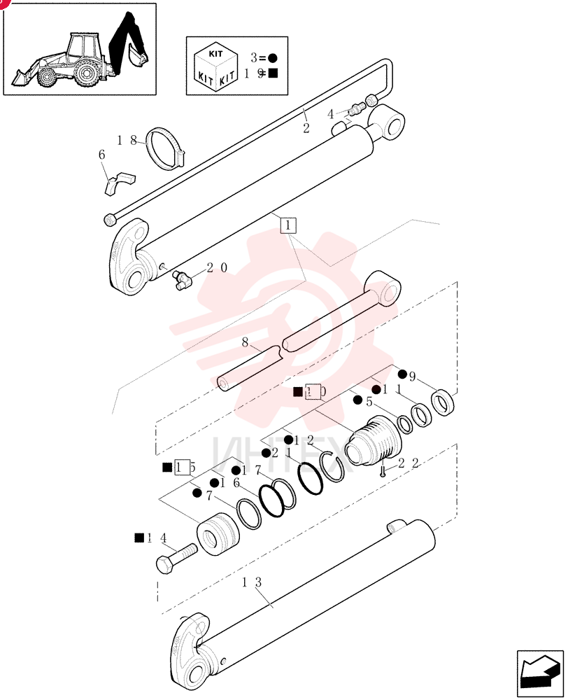 HYDRAULIC CYLINDER,Double Acting, 44.5mm Rod, 76.2mm Bore, 1200mm Stroke