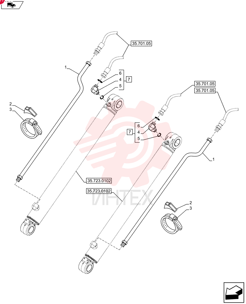 HYD TUBE,12 mm OD x 847, 37 mm L