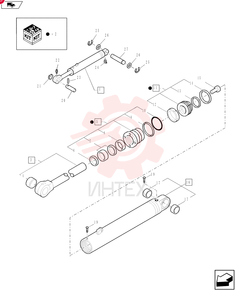 HYDRAULIC CYLINDER,Double Acting, 50.8mm Rod, 88.9mm Bore, 725mm Stroke