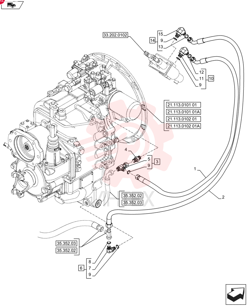 HYDRAULIC HOSE,9.5mm ID x 1350mm L
