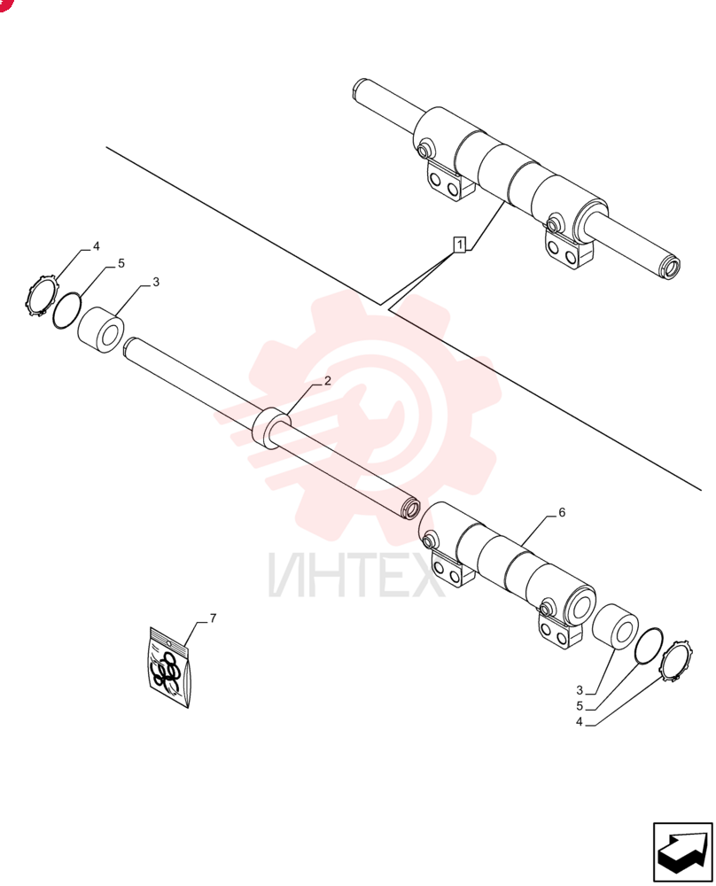 STEERING CYLINDER,Double Acting, 40mm Rod, 70mm Bore, 249mm Stroke 84264406 (4)