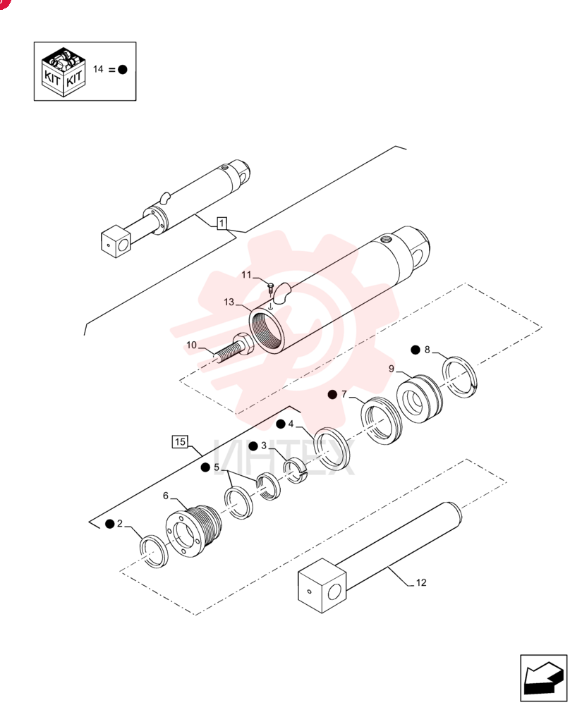 CYLINDER,Double Acting, 56mm Rod, 100mm Bore, 630mm Stroke 84209918 (2)