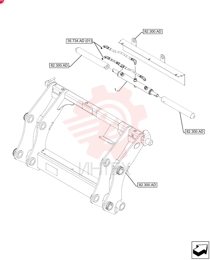 HYDRAULIC CYLINDER,25.4mm Rod, 203.2mm Stroke
