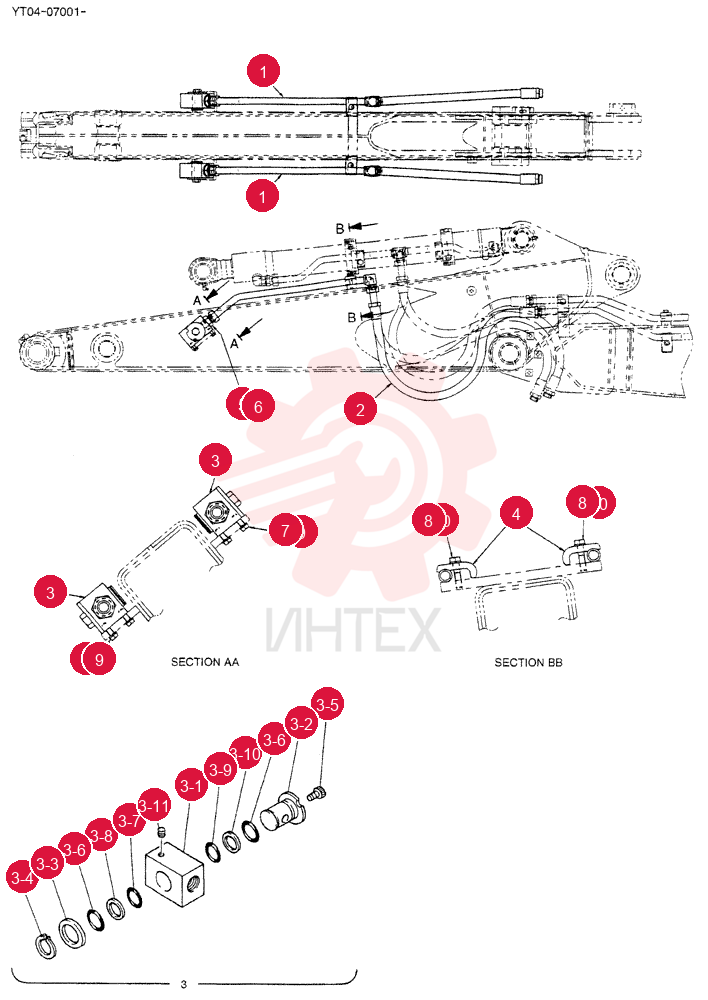 HYD LINES, ARM 1.65M YT43H00037F1