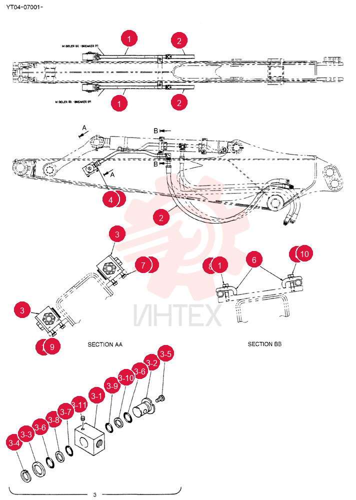 HYD LINES, ARM 2.07M YT43H00053F1