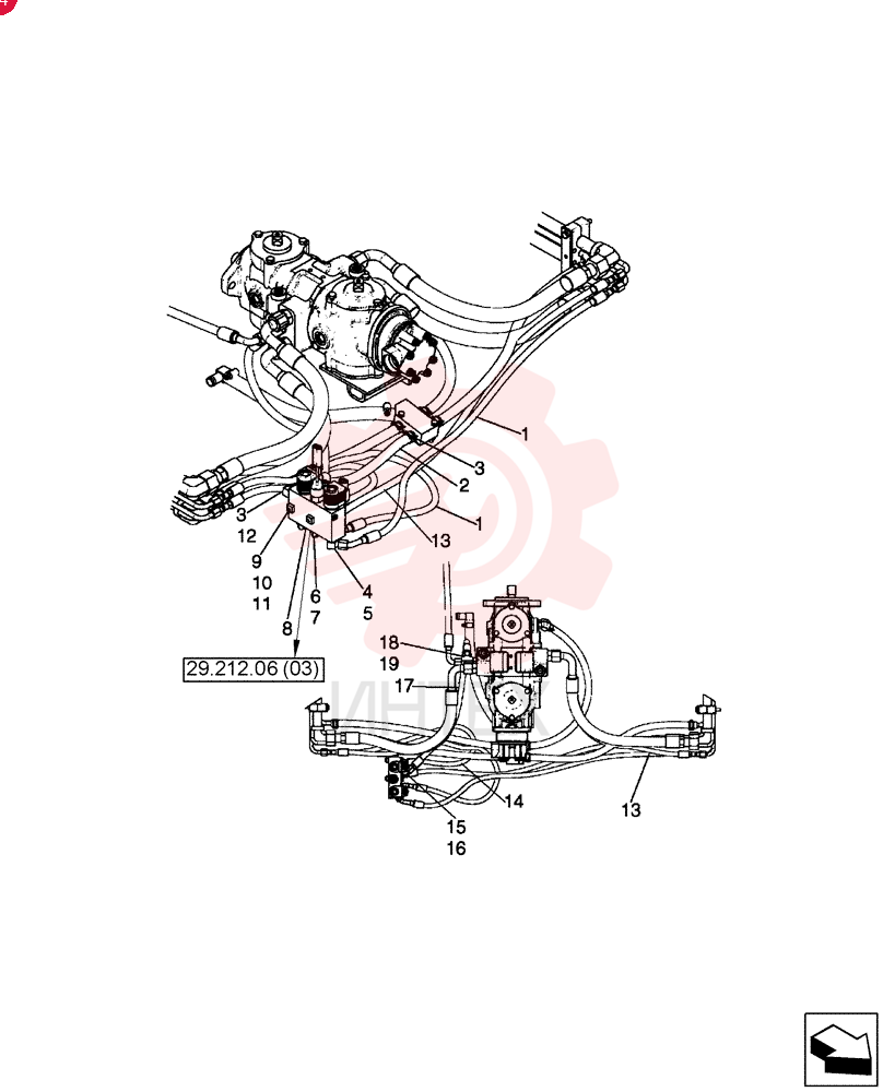 HYDRAULIC HOSE,1/4" ID x 972mm L