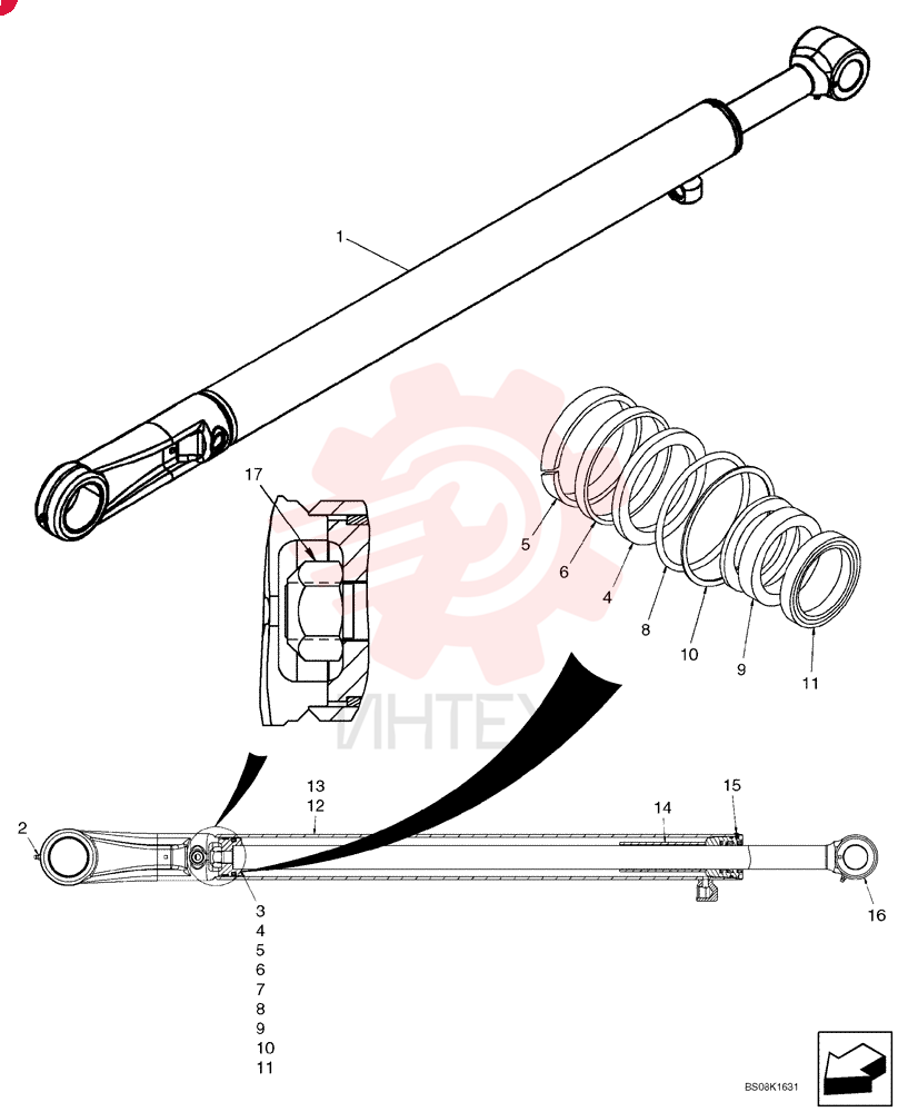 CYLINDER,Double Acting, 38.1mm Rod, 611mm Stroke