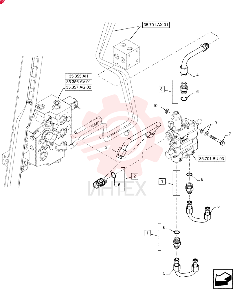 HYD CONNECTOR,7/8" - 14 ORB x 3/4" - 16 JIC