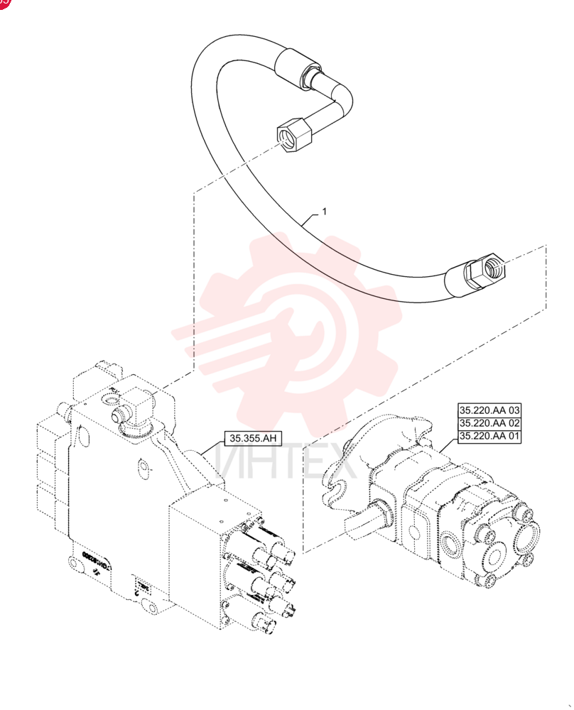 HOSE,19mm ID x 935mm L, SAE 100R17
