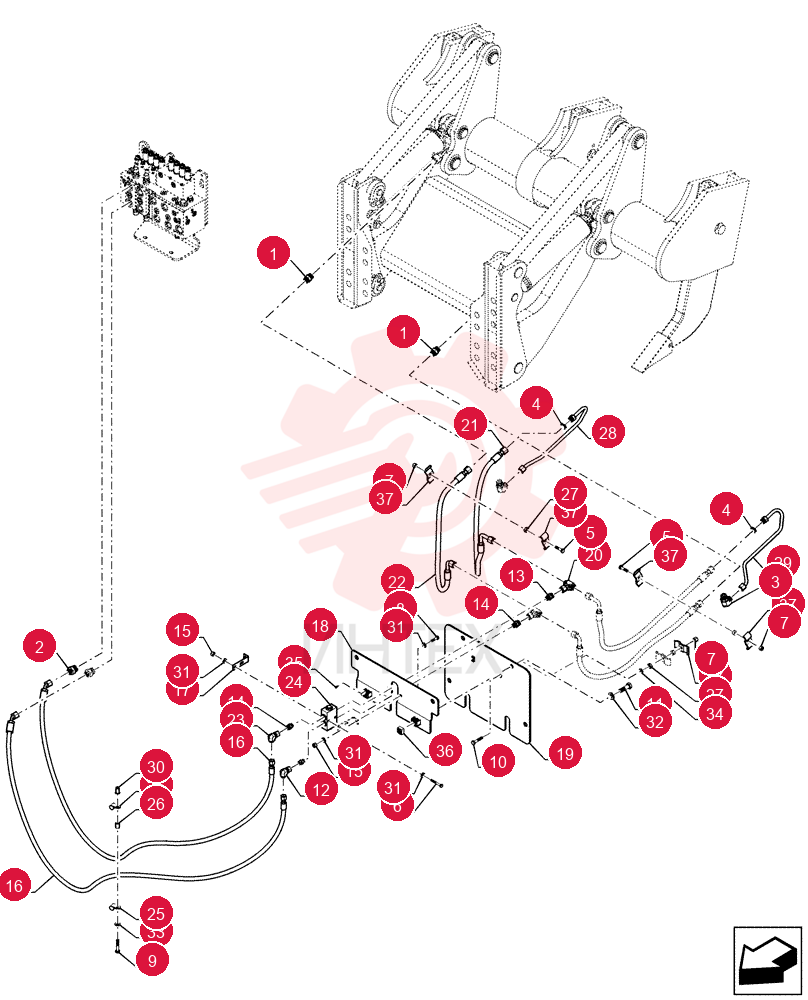 HYD CONNECTOR,13/16"-16 ORFS x 7/8"-14 ORB