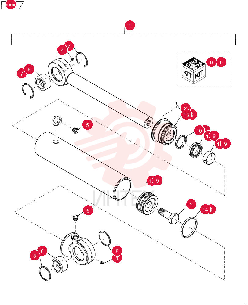 HYDRAULIC CYLINDER,Double Acting, 63.5mm Rod, 465.7mm Stroke
