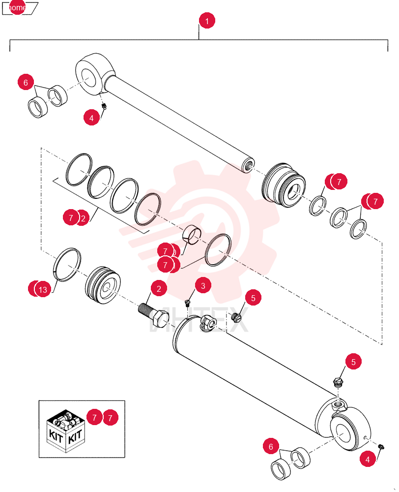 LIFT CYLINDER,Double Acting, 50.8mm Rod, 488mm Stroke