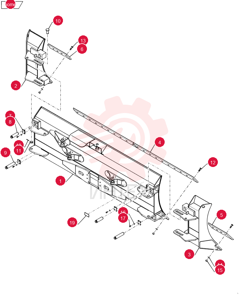 DOZER BLADE 4000 mm (157 - 1/2 in) Blade; LGP Models Only; Incl. Ref 1 - 19, Start Serial: NBDC15004