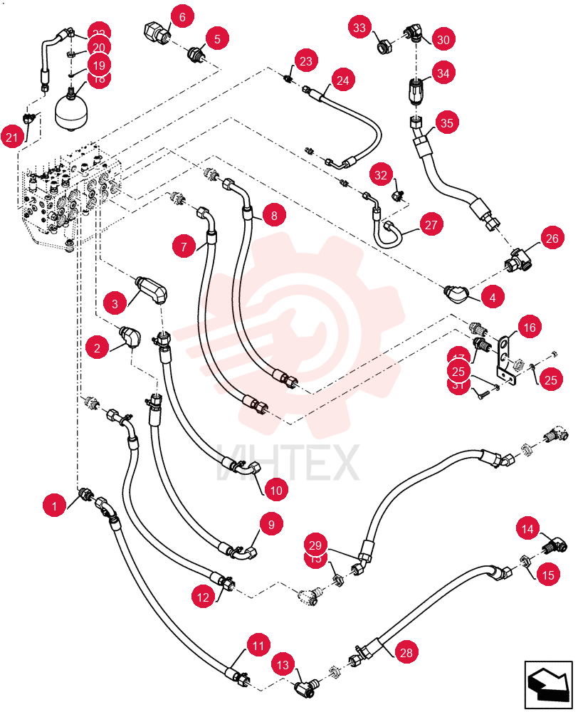 HYD CONNECTOR,1-3/16" - 12 ORFS x 1-5/16" - 12 ORB