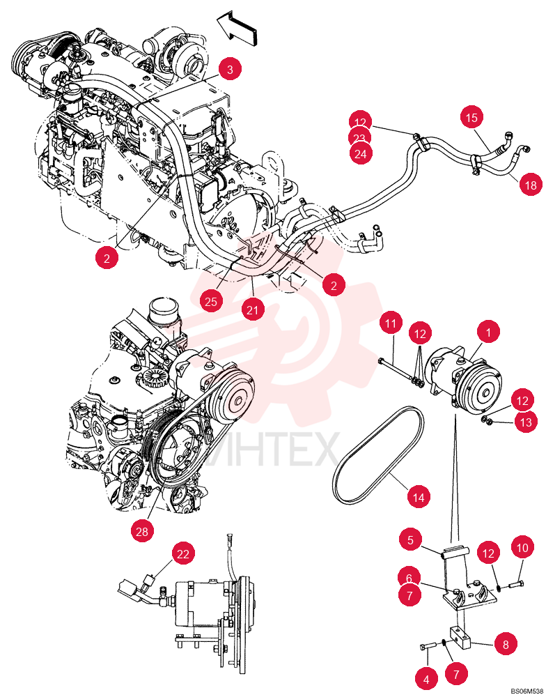 AIRCOND. COMPRESSOR,24V, W/ Clutch, W/ Pulley