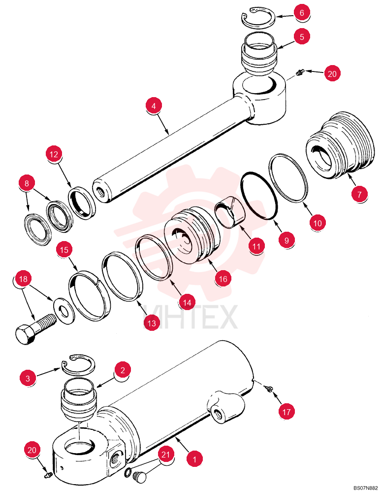 CYLINDER ASSY.,Double Acting, 44.4mm Rod, 147.8mm Stroke