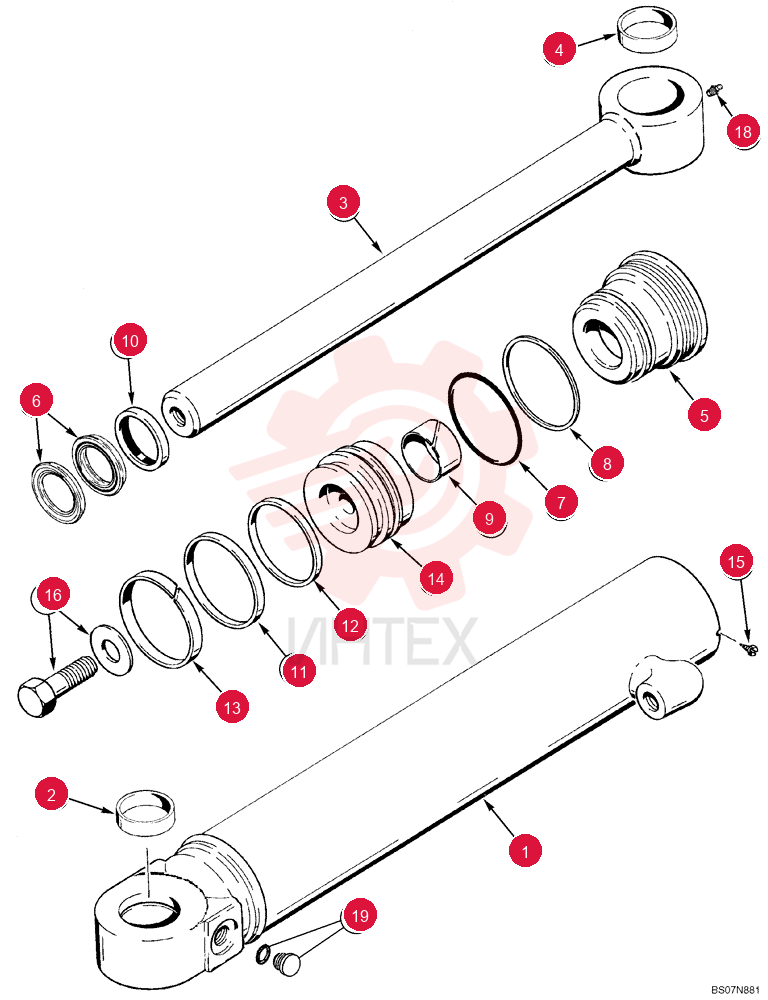 LIFT CYLINDER,Double Acting, 44.4mm Rod, 394.5mm Stroke