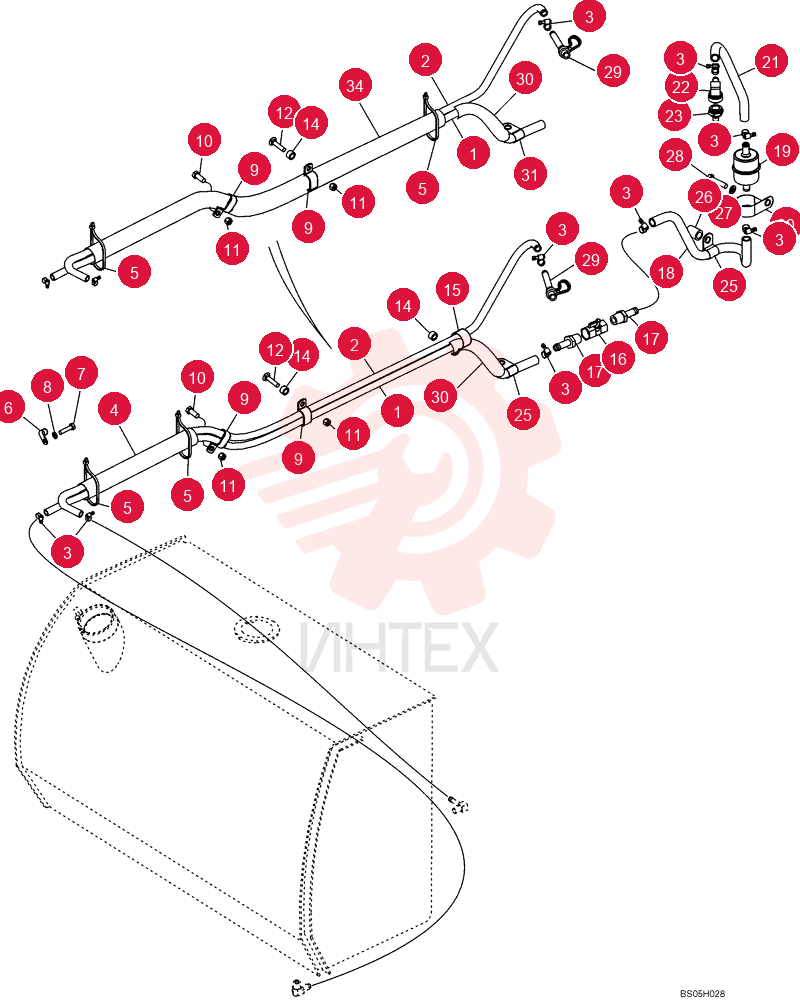 FUEL HOSE,12.70 mm ID x 1815.00 mm, SAE 30R2 or SAE 30R7