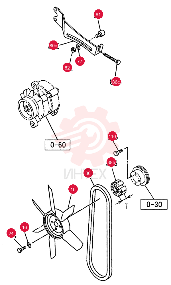 FAN AND FAN BELT 0-33C