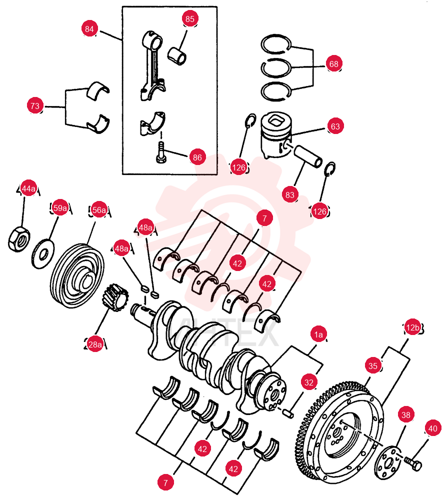 CRANKSHAFT, PISTON AND FLTWHEEL 0-15C