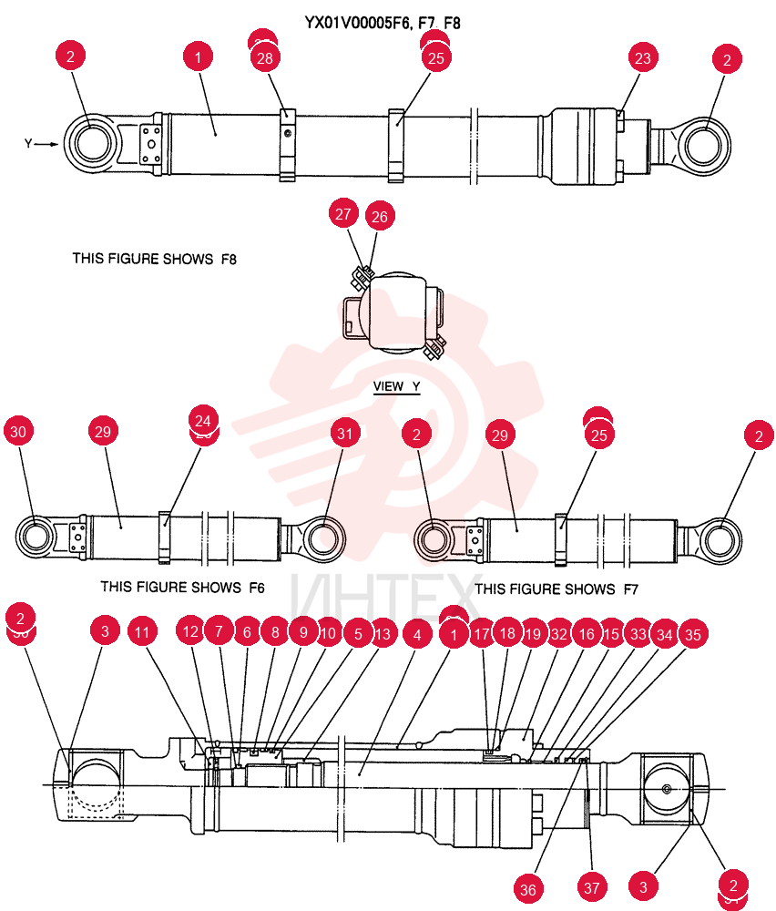 CYLINDER,Double Acting, 65mm Rod, 885mm Stroke
