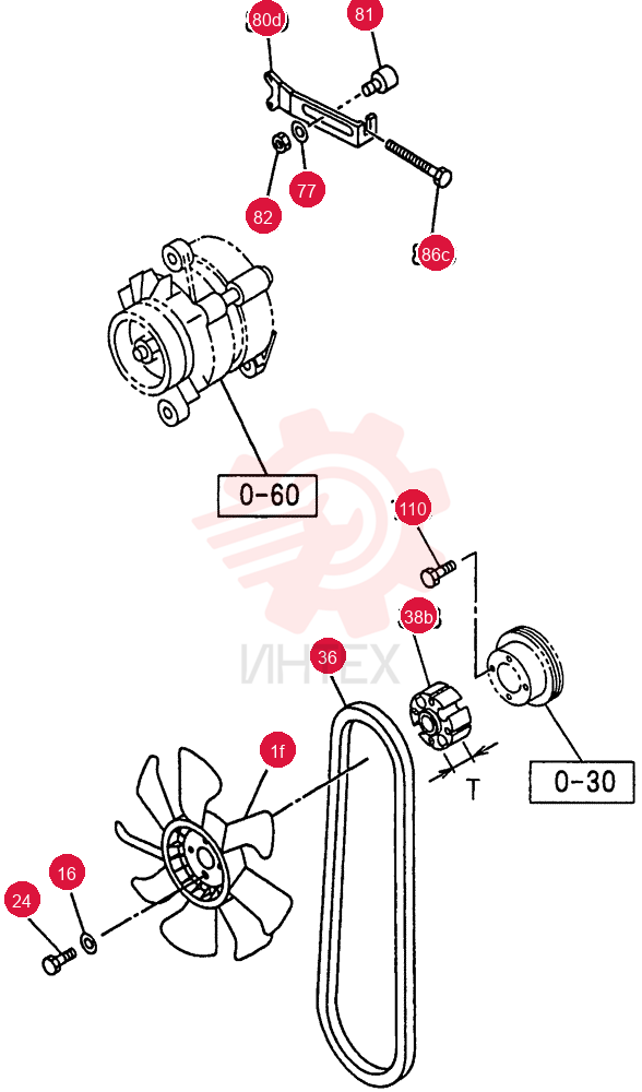 FAN AND FAN BELT 0-33C